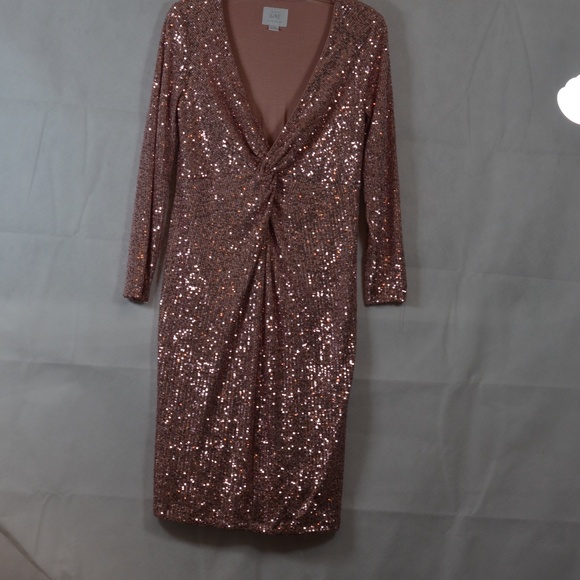 LUXE Sequined Pink Dress SZ M - Picture 1 of 7